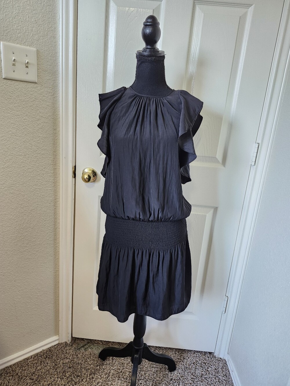 Ramy Brook Black Flutter Sleeve Mini Dress